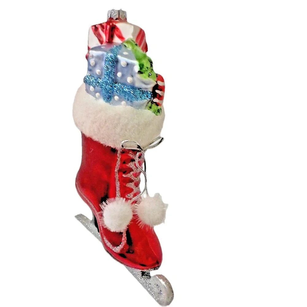 Christopher Radco Christmas‎ Ornament Red  Vintage Shine Sparkle Presents Silver
